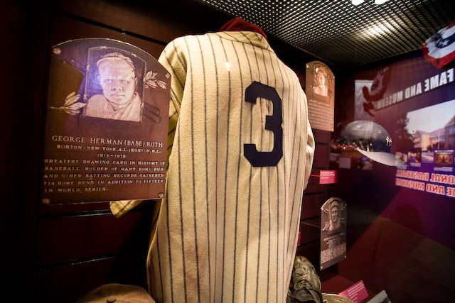 A 1930 Babe Ruth jersey from the Hall of Fame.